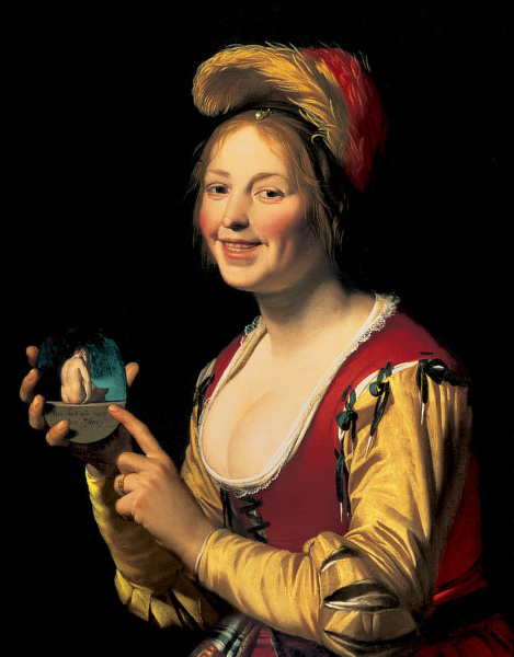 Smiling Girl, a Courtesan, Holding an Obscene